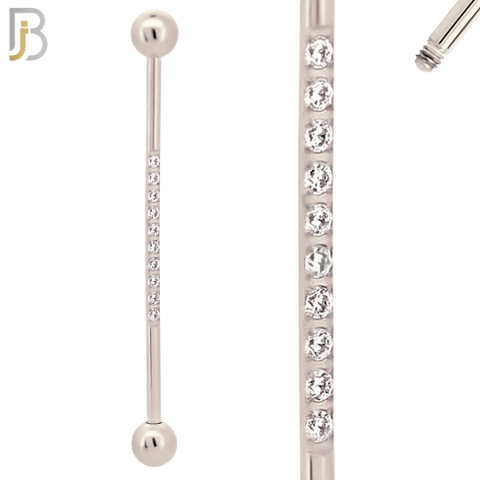 BB23 - 316L Surgical Steel Screw Bar Multi CZ Paved Design Barbell Industrial (PACK OF 4) image 5