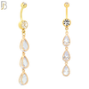 N040 - 316L Stainless Steel Dangling Triple Teardrop Zircon Design Belly Ring with 4mm Screw Ball image 2