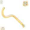 14-NR03CY-20 - 20g Thickness 14k Solid Yellow Gold Prong Setting  Round Cubic Zircona Nose Screw, Cork Screw image 1