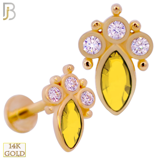 14-LB96 - 14k Yellow Gold Marquise CZ Labret image 4