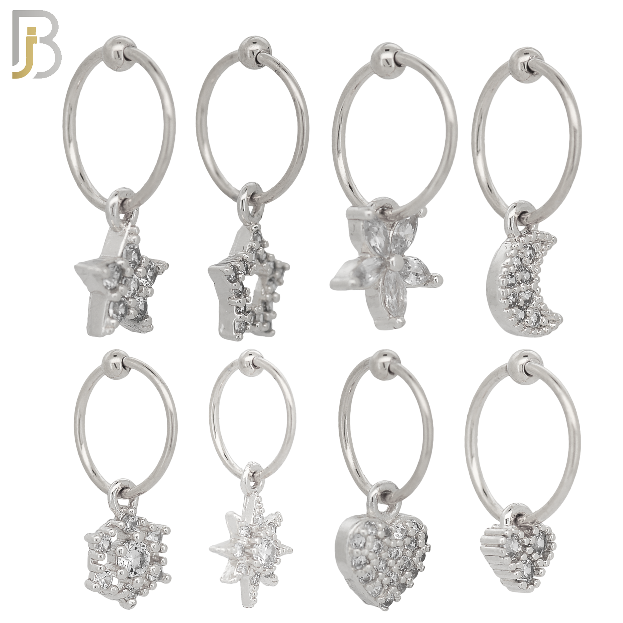 PK-HX01 - 316L Surgical Steel Different Dangling Designs Helix Piercing Pack of 40 image 1