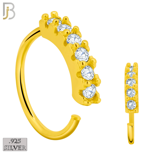 925-CT12 - 925 Sterling Silver wide 22g Thickness 6 Zircon Prong Setting Hoops Piercing (PACK OF 6) image 1
