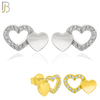 925-ES313 - .925 Sterling Silver Double Heart with Zircon Earring Stud image 0