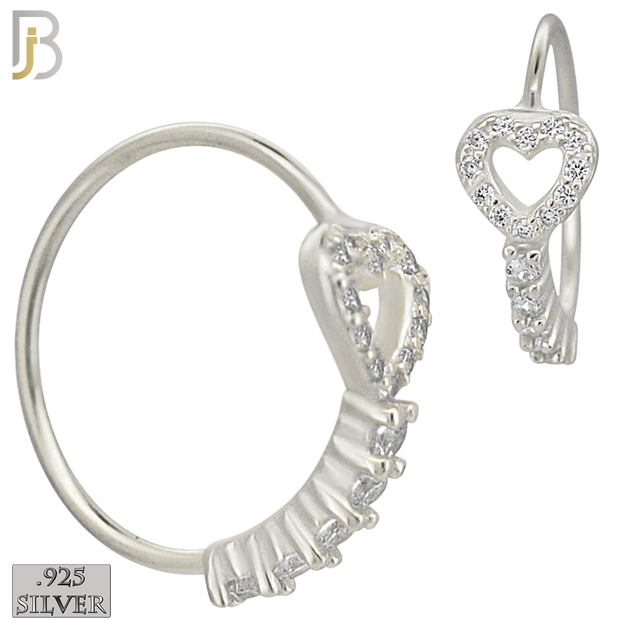 925-CT113 -  925 Sterling Silver Heart Design with Line of Multi Zircon Nose Hoops (Pack of 6) image 1