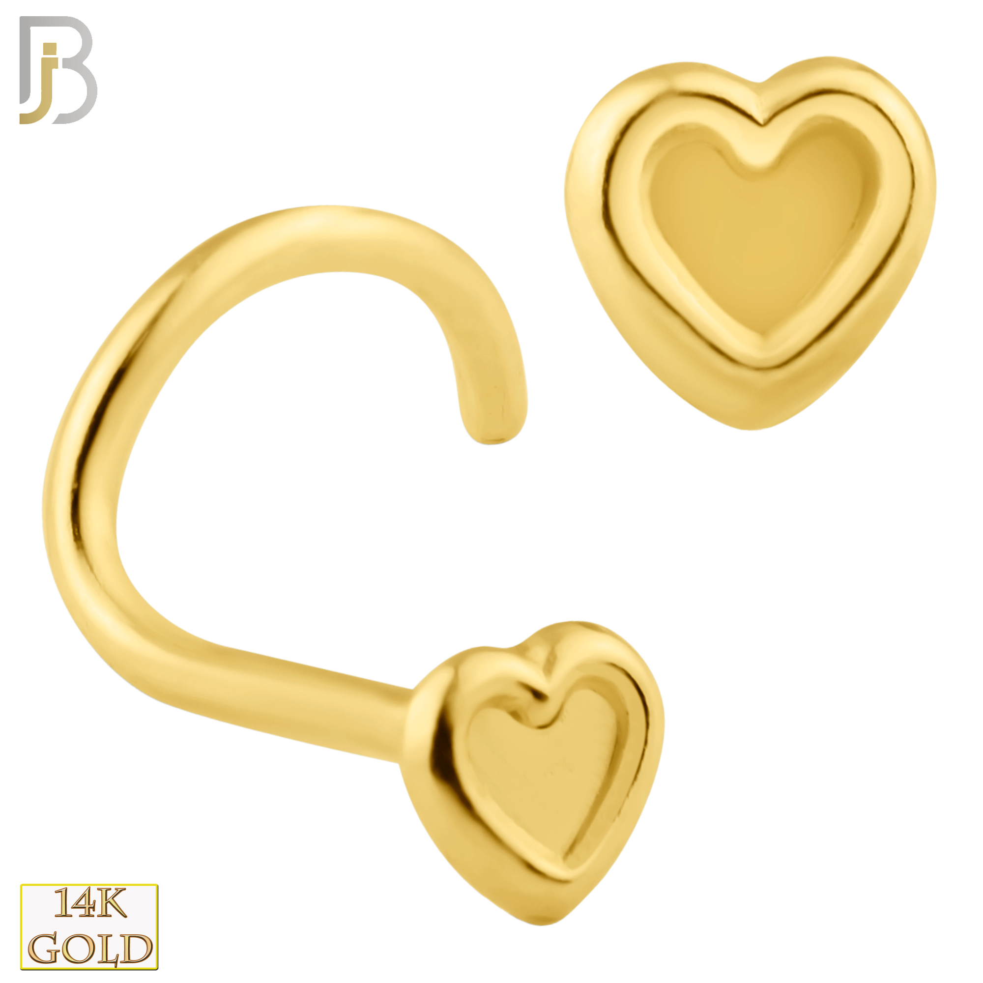 14-NR45C- 14k Solid Gold Plain Beveled Heart Nose Screw image 0