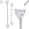 PK-BB60S - 316L Surgical Steel Heart Shaped CZ in Prong Set Industrial Barbell Pack of 16 pcs image 1