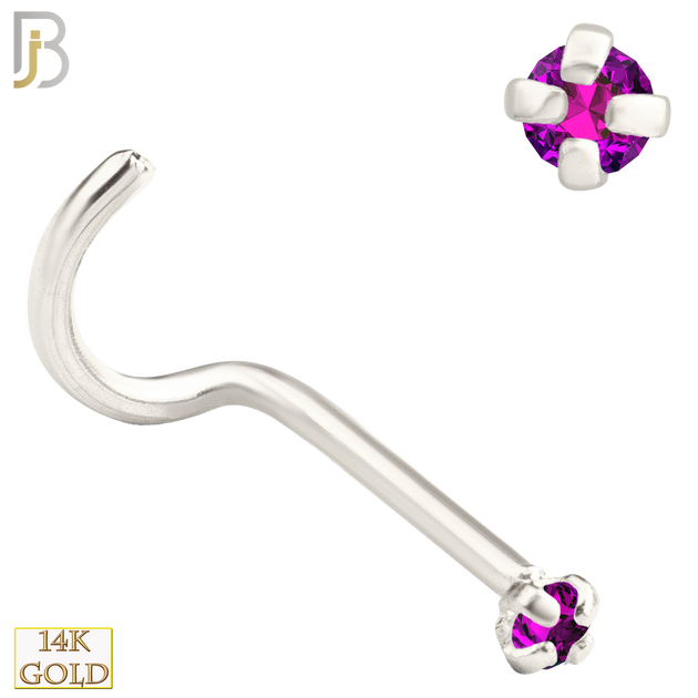 14-NR03CWR - 20g 14k White Gold Nose Screw with Ruby Colored CZ image 1