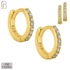925-ES409 - 925 Sterling Silver Huggies Hoop Earrings with Zircon image 1