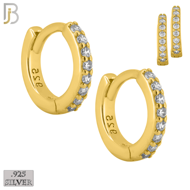 925-ES409 - 925 Sterling Silver Huggies Hoop Earrings with Zircon image 1
