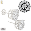 925-ES71-SC - .925 Sterling Silver Rhodium Plated Earring Stud Casting Round Prong Setting Clear Zircon image 11