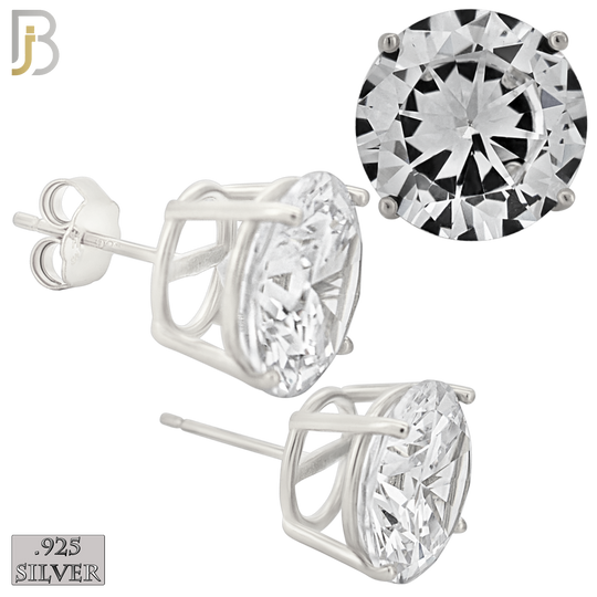 925-ES71-SC - .925 Sterling Silver Rhodium Plated Earring Stud Casting Round Prong Setting Clear Zircon image 11