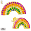 925-ES282 – .925 Sterling Silver Rainbow Design Earring Stud with Multi Colored Zircon image 2