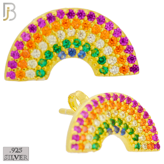 925-ES282 – .925 Sterling Silver Rainbow Design Earring Stud with Multi Colored Zircon image 2