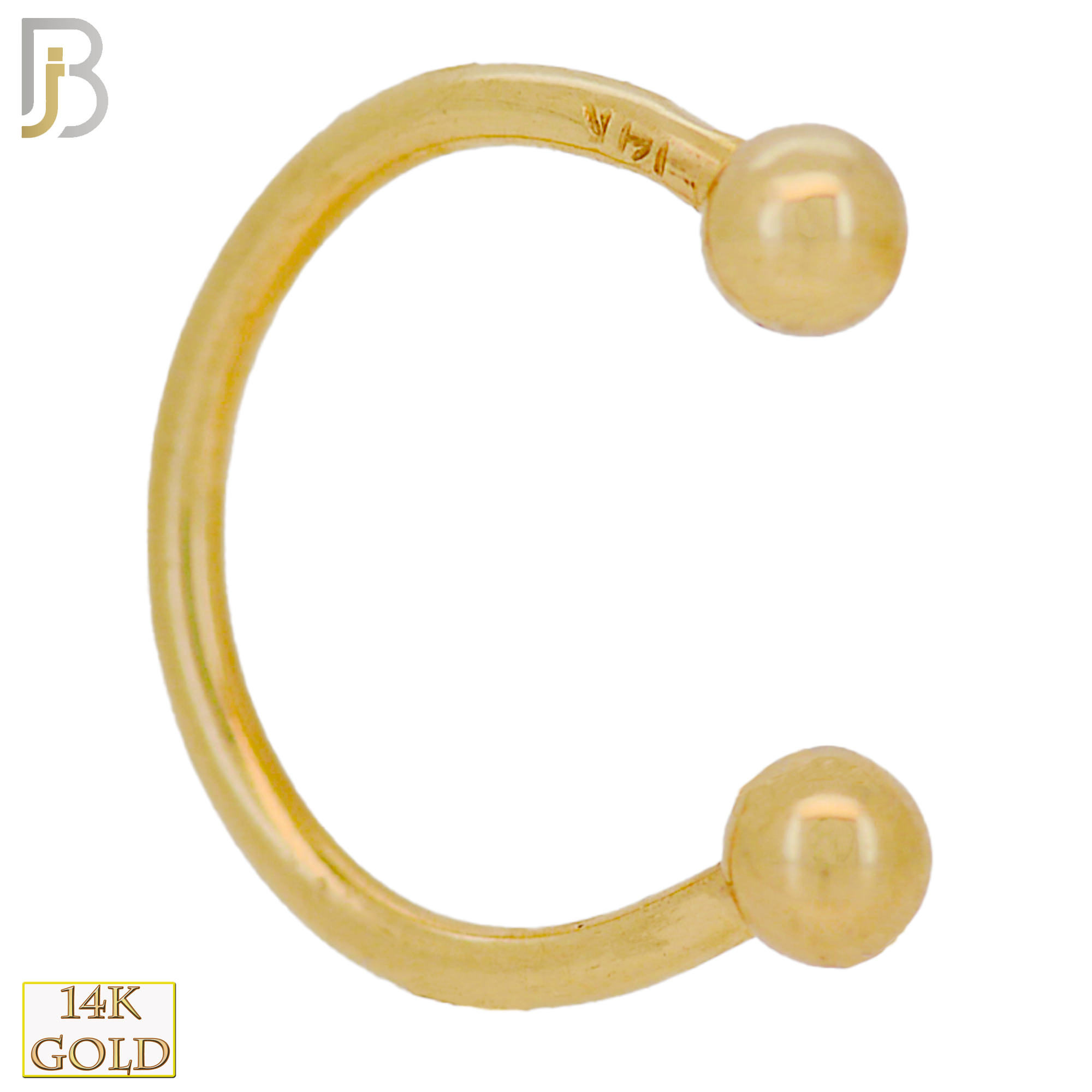 14-HS01 - 14k Solid Gold Horseshoe Plain Design External Threaded Screw image