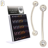 PK-EC11MA16 - 316L Surgical Steel Snake Bar Curved Barbell External Threaded Ball with Assorted Color CZ (Pack of 40) image 0