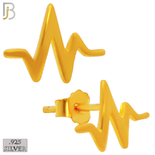 925-ES234 – .925 Sterling Silver Heartbeat Design Earring Stud image 2