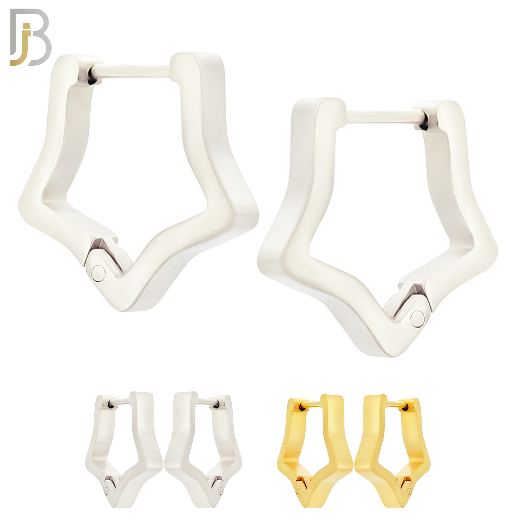 ES300 - 316L Stainless Steel Huggies Plain Hollow Star Design with Sleek Rounded Tips image 0