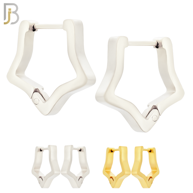 ES300 - 316L Stainless Steel Huggies Plain Hollow Star Design with Sleek Rounded Tips image 0
