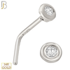 14-NR19LWC - 14k White Gold L-Shape Nose Bone with Round Cubic Zirconia in Bezel Setting image 0
