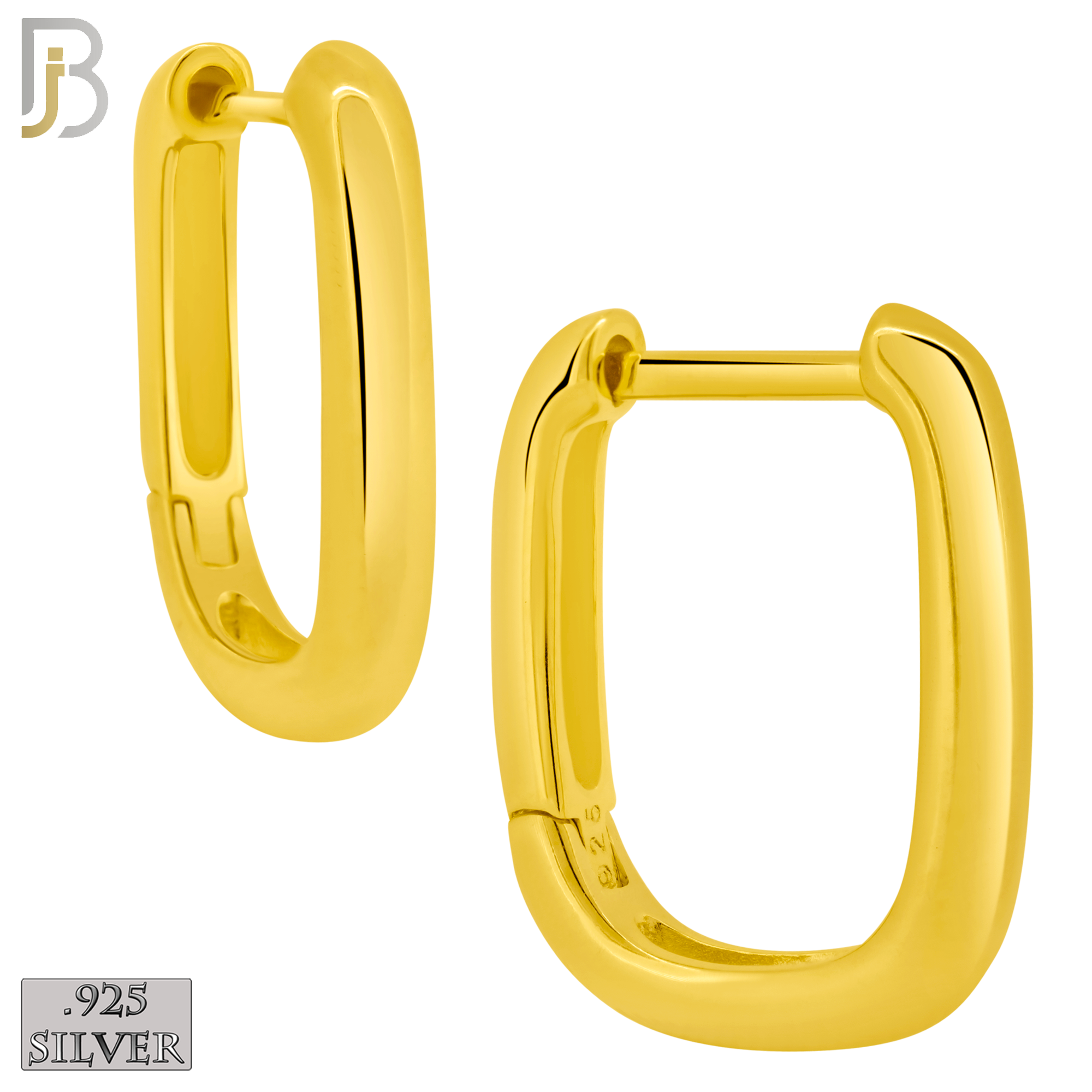 925-ES393 - .925 Sterling Silver Plain Rectangular Hoop Earrings image 1