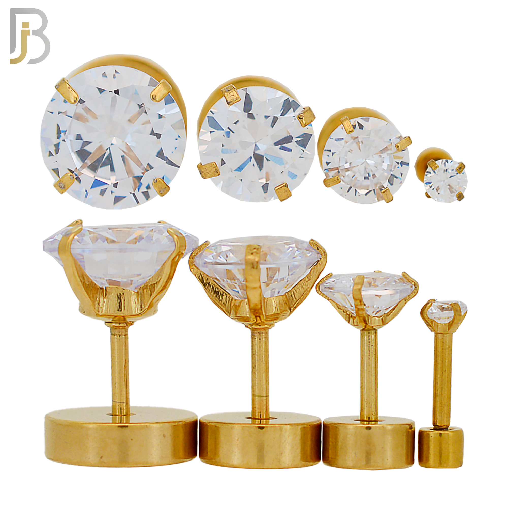FP41GC - Gold Color Surgical Steel Prong Set Fake Plug (Pack of 3 Pairs) image 1