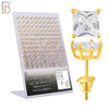 925-PK-ES80R-GC - 925 Sterling Silver Gold Plated Screw Back Earring Stud Casting Square Prong Setting Clear Zircon Pack of 120 image 0