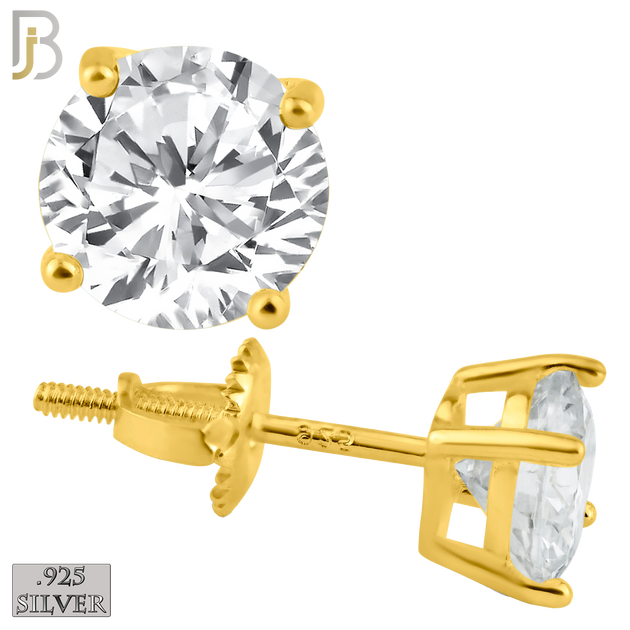 925-ES79-GC - .925 Sterling Silver Push Butterfly Screw Back Stud Earrings Casting Prong Setting with Round Clear Zircon image 0