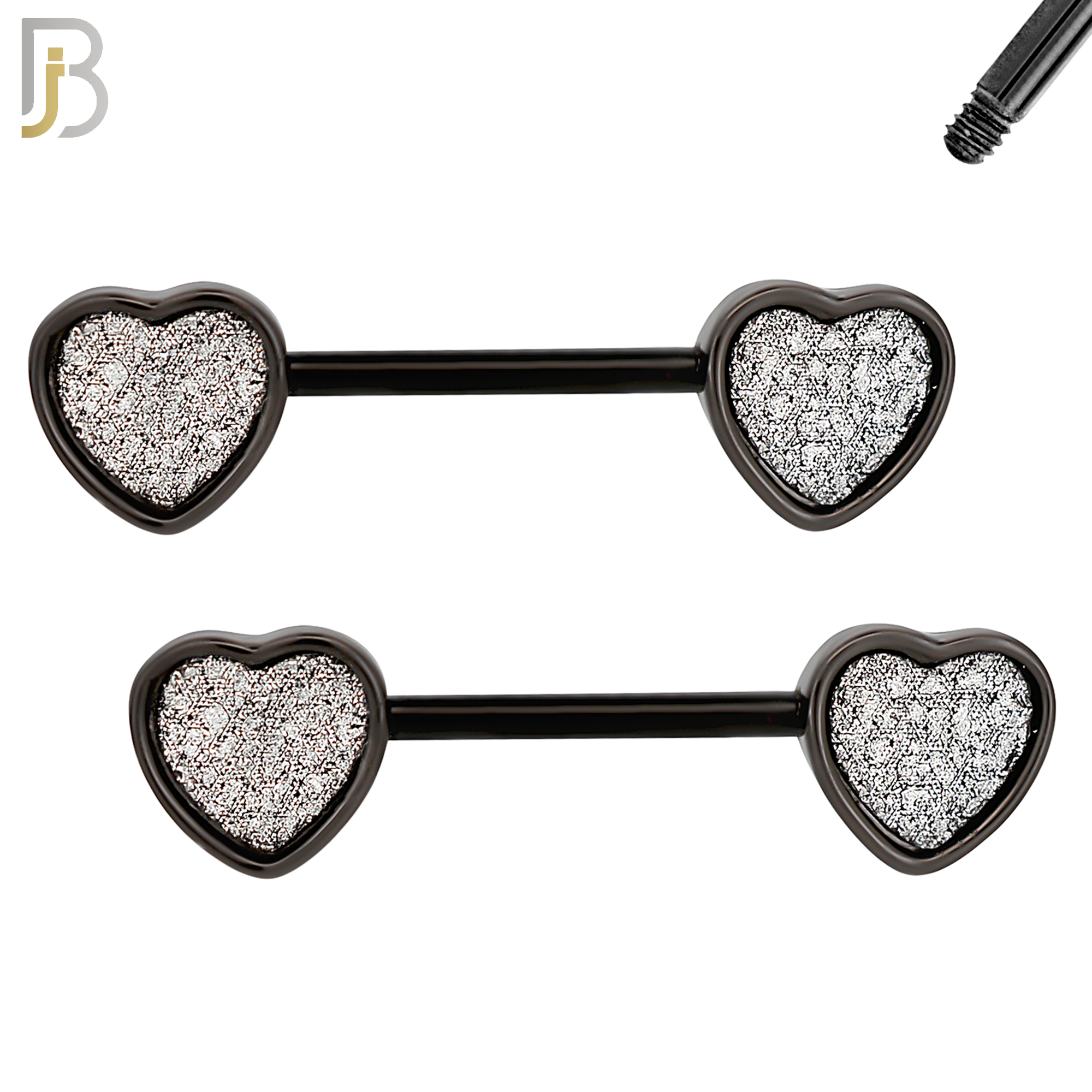 NP05 - 316L Surgical Steel Screw Sandpaper Heart Nipple Ring Piercing image 1