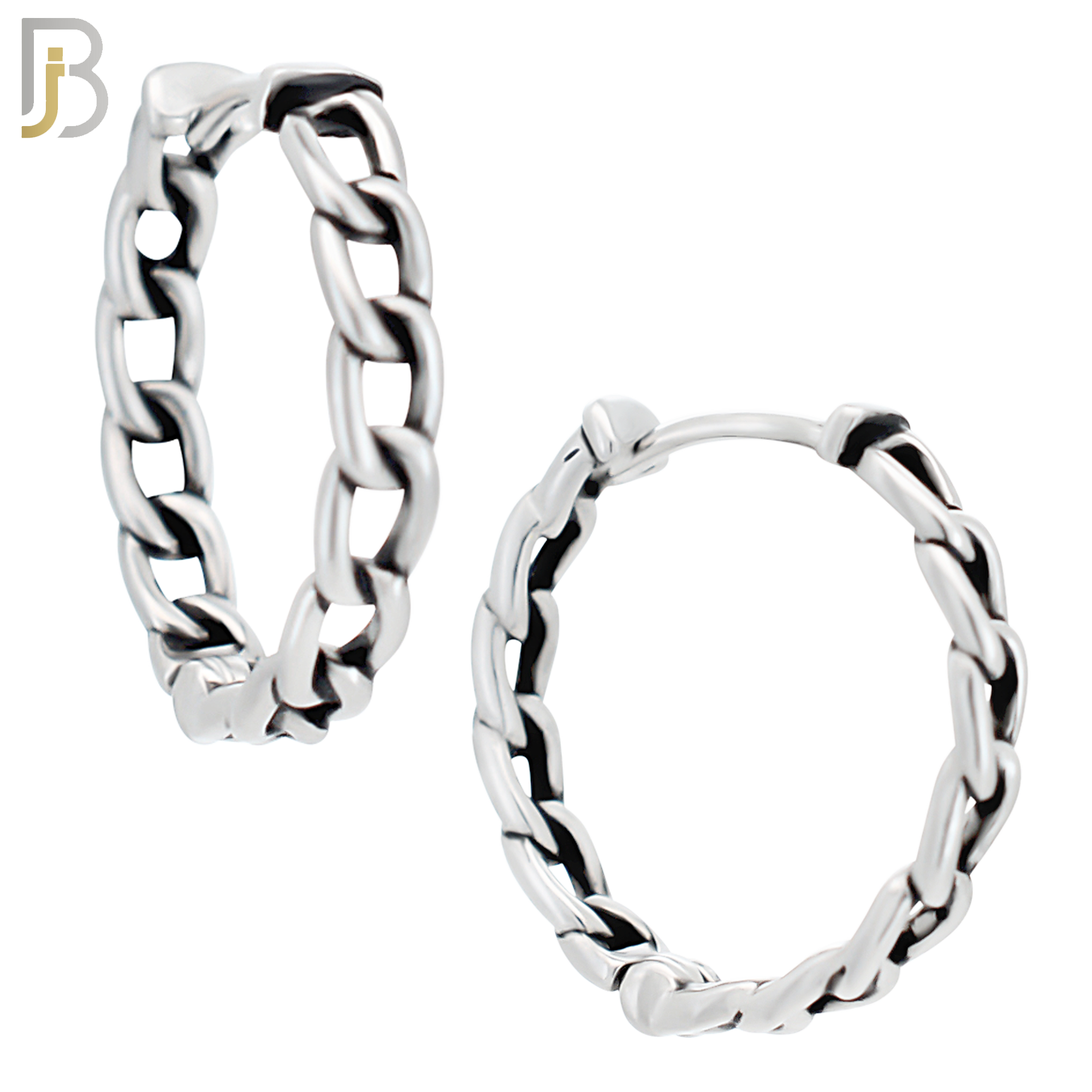 ES130 - Stainless Steel Vintage Tribal Chain Huggies Hoops Earrings image 5