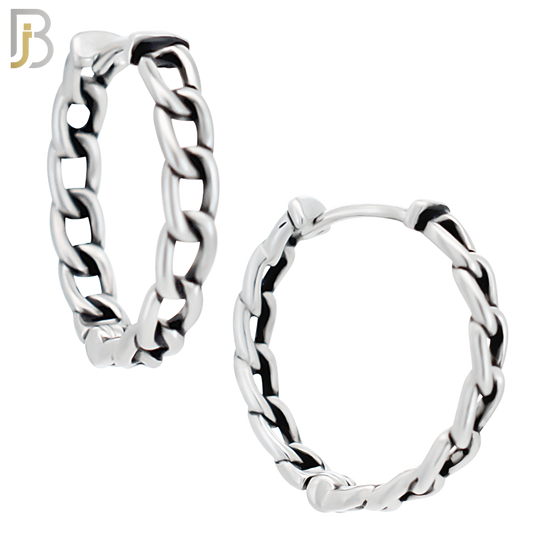 ES130 - Stainless Steel Vintage Tribal Chain Huggies Hoops Earrings image 5