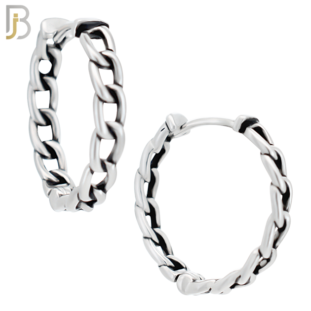 ES130 - Stainless Steel Vintage Tribal Chain Huggies Hoops Earrings image 5