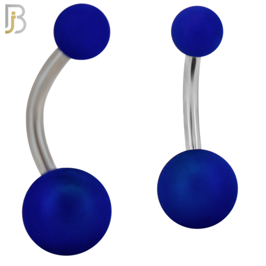 PK-NB102 - 316L Surgical Steel Different Color Balls Designs Banana Belly Ring Pack of 40 image 8