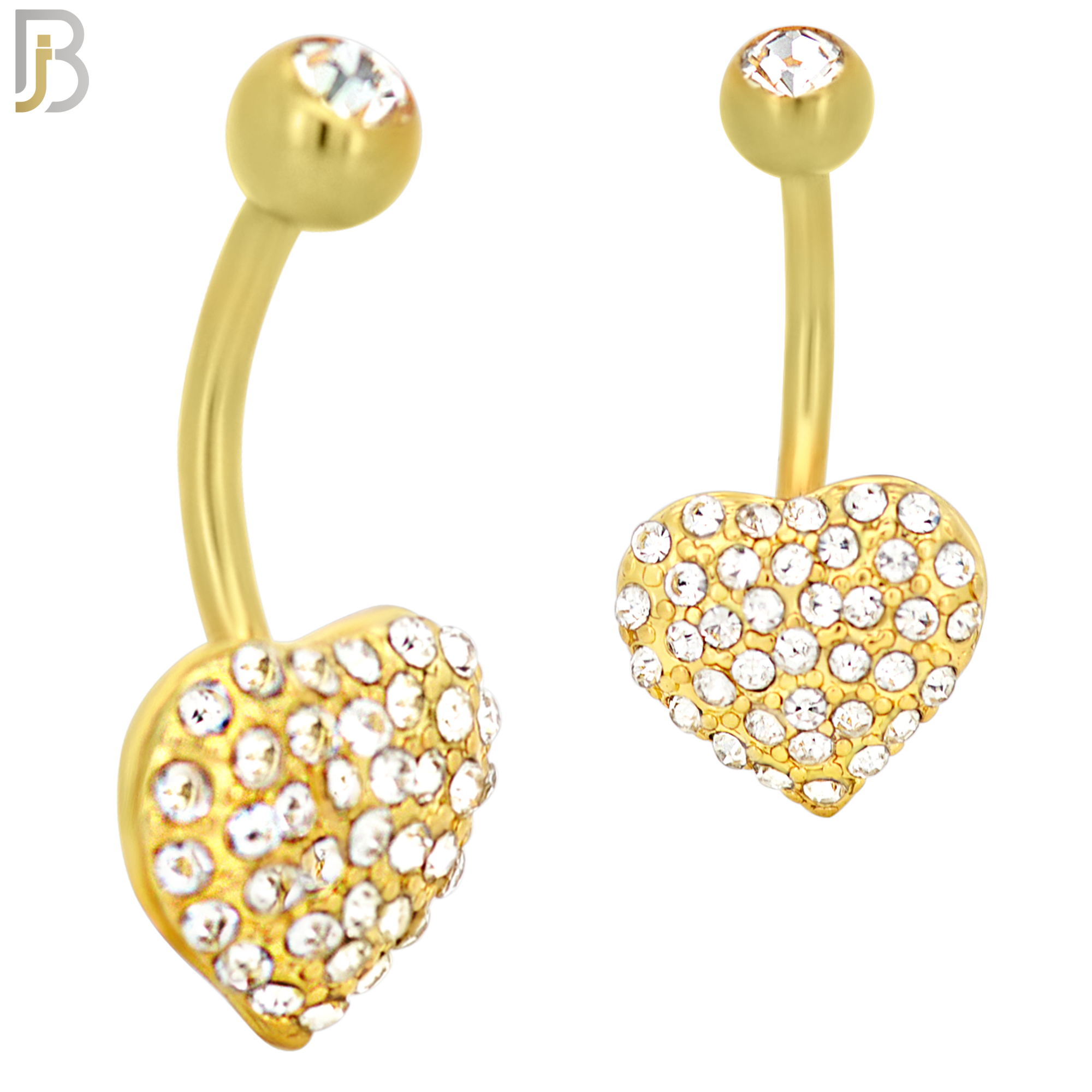 NB17 - 316L Stainless Steel Heart  Zircon  Banana Belly Navel Ring image 2