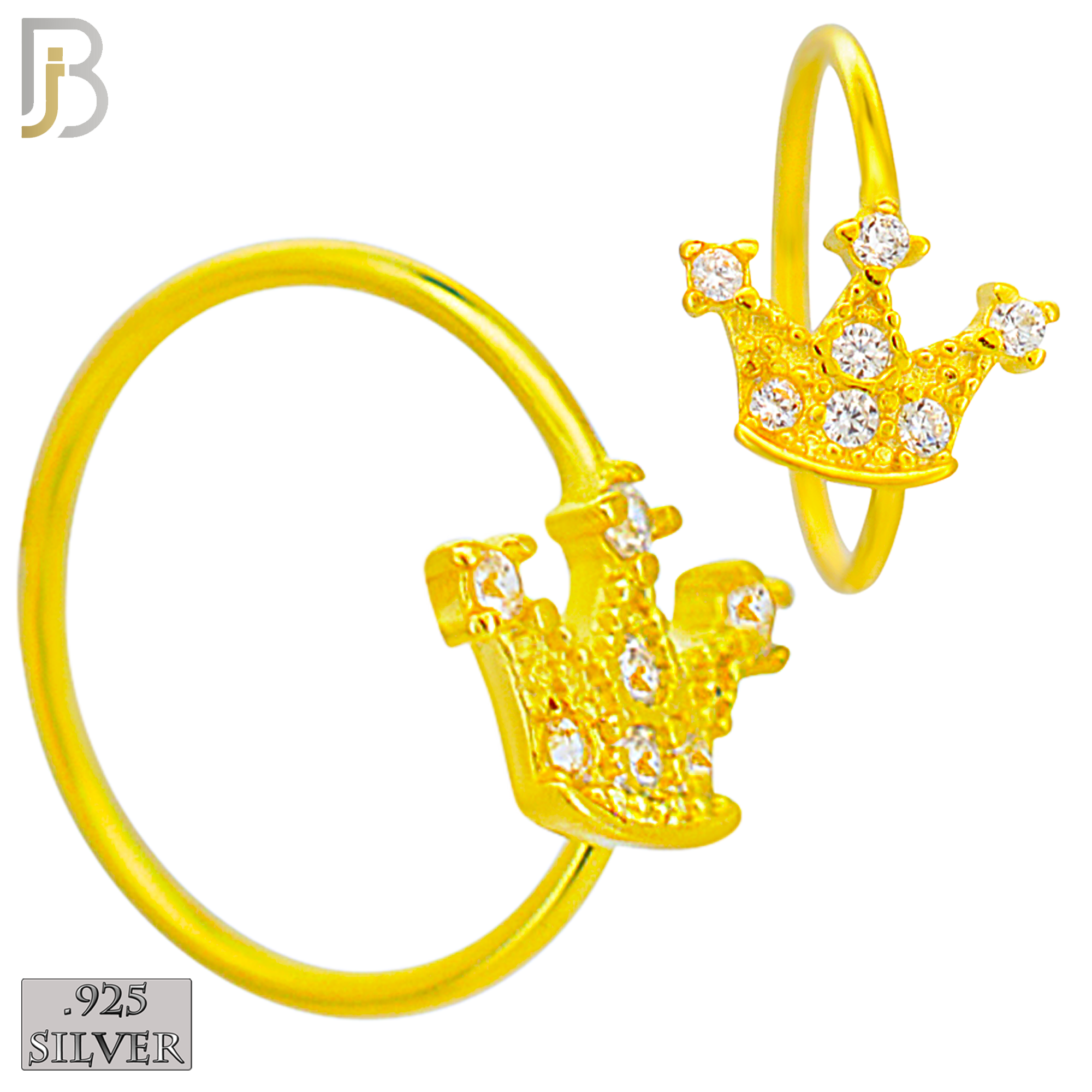 925-CT119-  925 Sterling Silver Crown Hoop with Multi CZ (Pack of 6) image 2