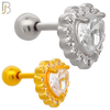 TB88 - 316L Stainless Steel Heart Shaped CZ Tragus/Cartilage Barbell (PACK OF 6) image 0