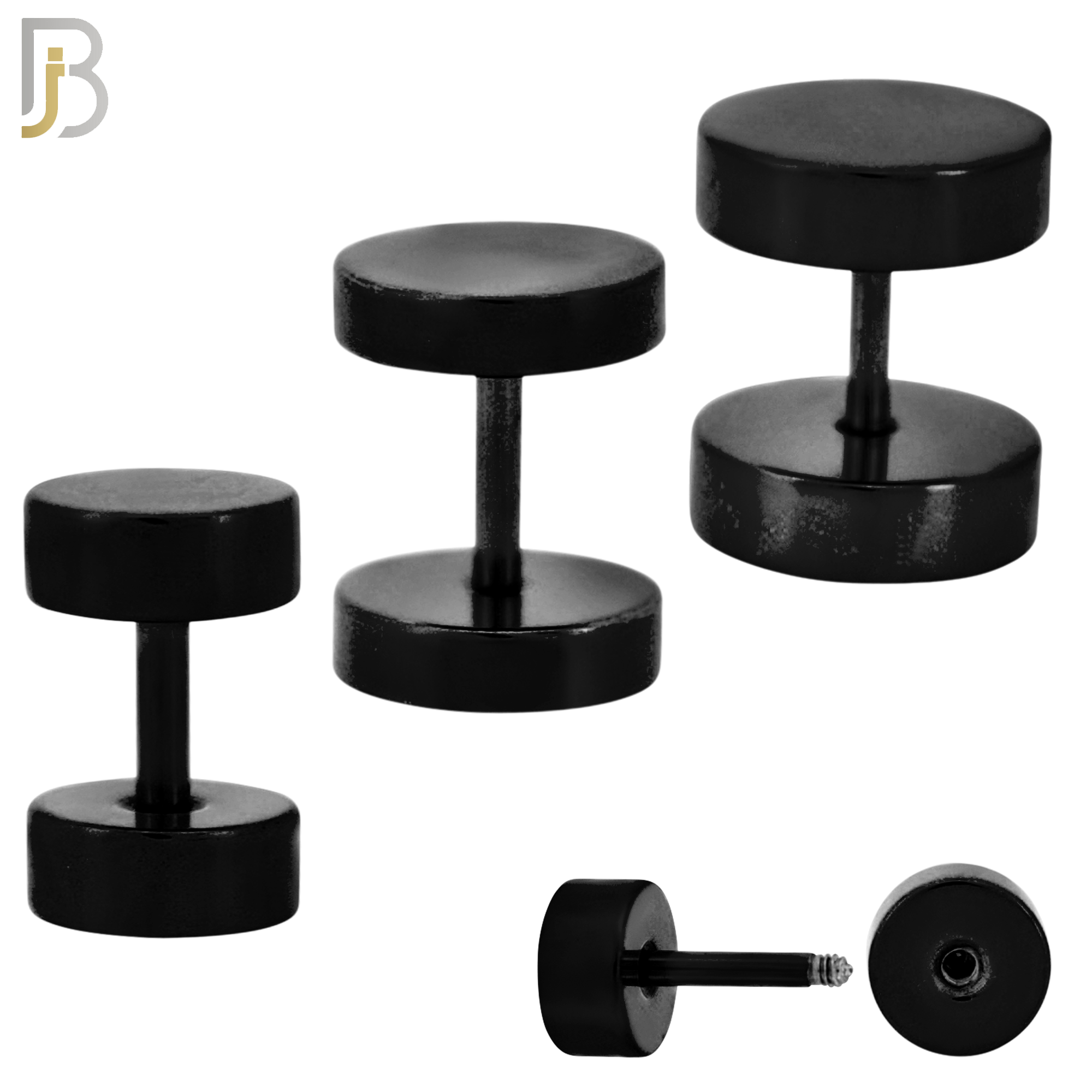 FP28K - Black Color Surgical Steel Plain Fake Plug (PACK OF 3 Pairs) image 0