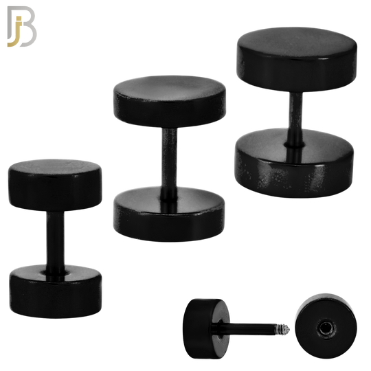 FP28K - Black Color Surgical Steel Plain Fake Plug (PACK OF 3 Pairs) image 0