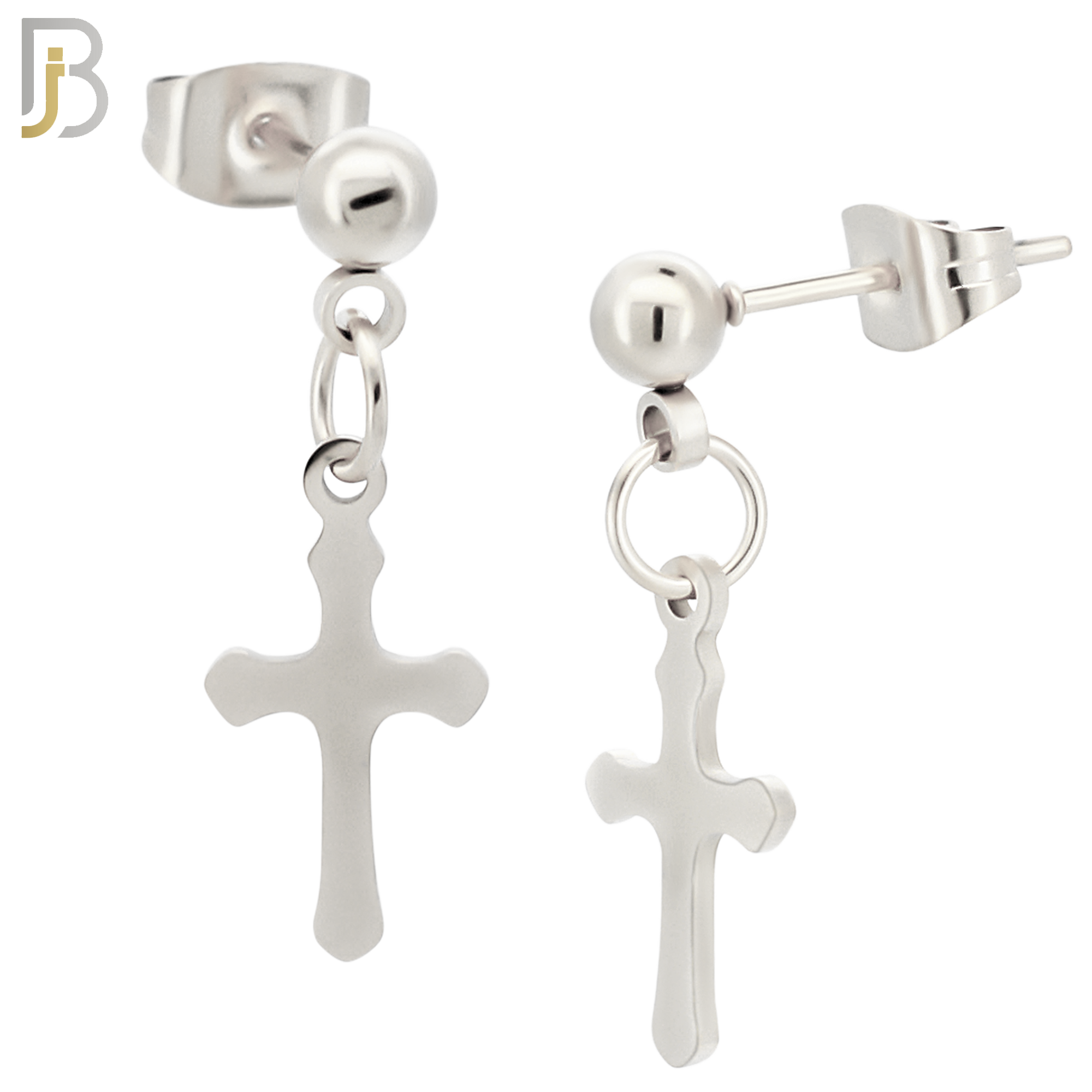 ES119 - 316L Stainless Steel Dangling 15x8mm Cross Design Earrings Stud image 2