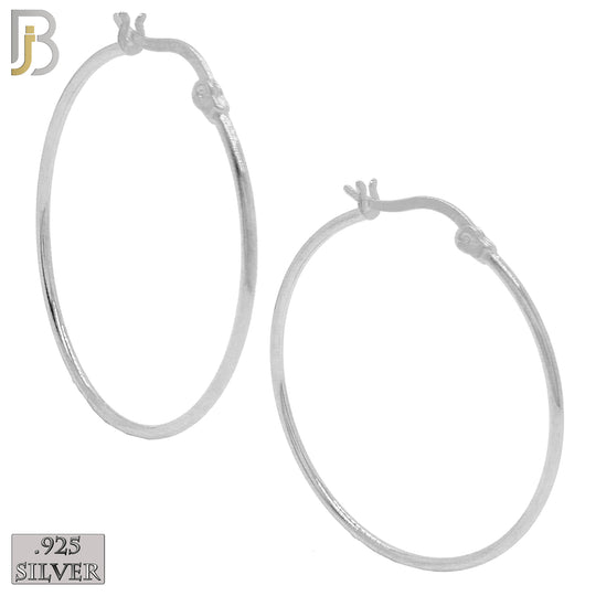 925-ES249 - .925 Sterling Silver Plain Hinged Hoop Earrings image