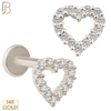 14-LB21 - 14k Yellow Gold Hollow Heart with Multi Zircon Around Labret image 1