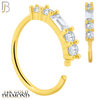 14-CT74D - 14K Solid Gold Hoops with Baguette and Round Stones of GH / VS1 Natural Diamonds image 0