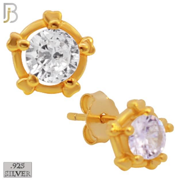 925-ES31 - .925 Sterling Silver Round Wheel Prong with Zircon Earrings Stud image 2