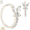 14-CT66C - 14K Solid Gold Butterfly Design with line of Multi Zircon Nose Hoops image 1