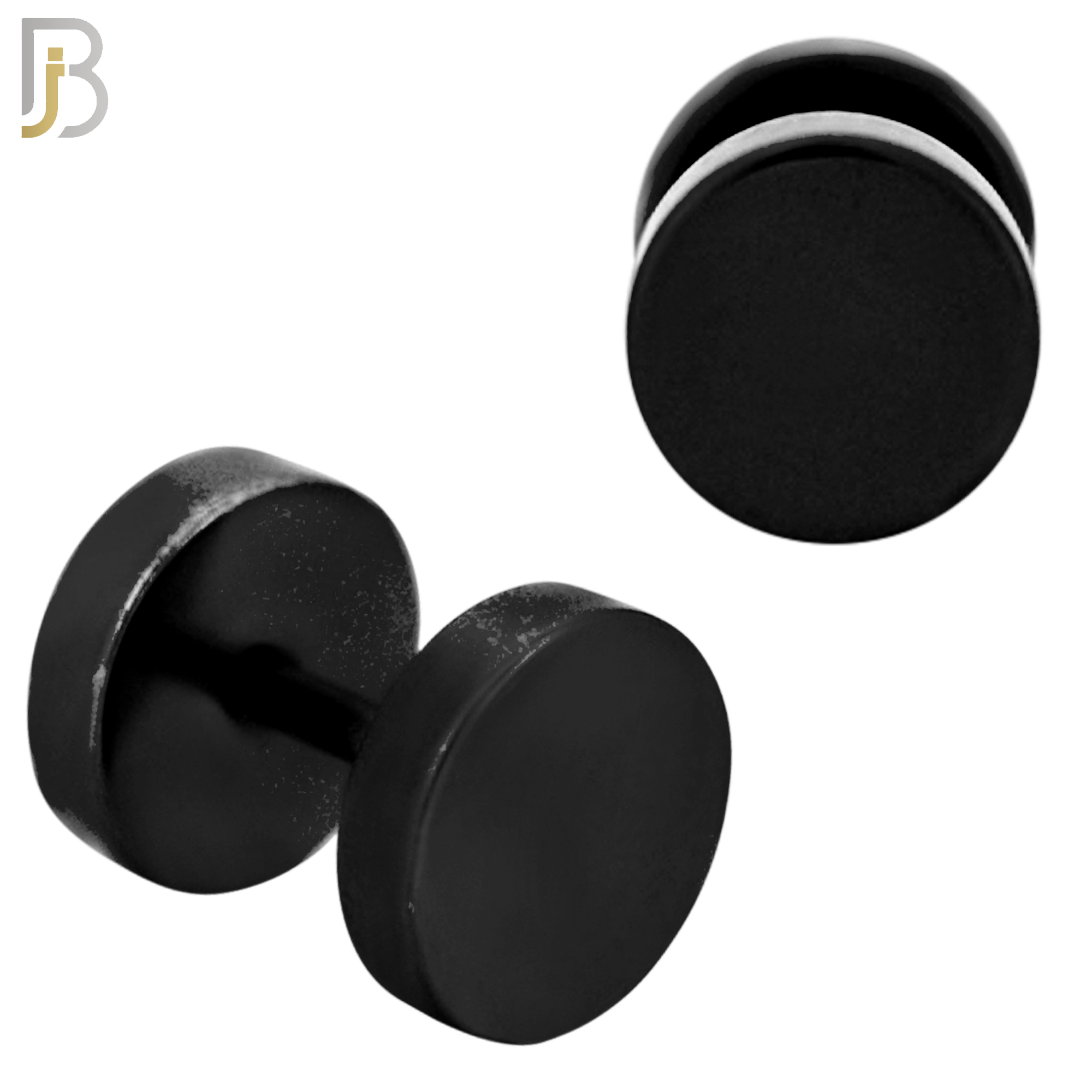 FP28K - Black Color Surgical Steel Plain Fake Plug (PACK OF 3 Pairs) image 3