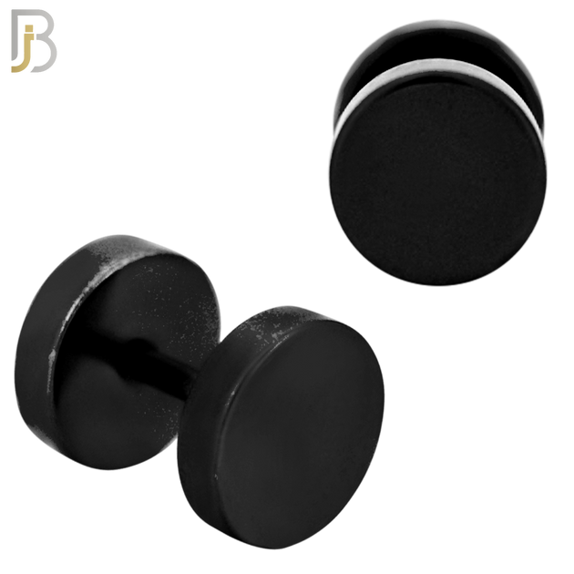 FP28K - Black Color Surgical Steel Plain Fake Plug (PACK OF 3 Pairs) image 3