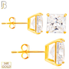 14-ES72YC - 14K Yellow Gold Earring Stud Casting Square Prong Setting Clear Zircon image 0