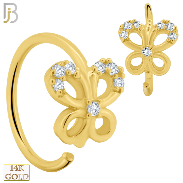 14-CT100 -  14K Solid Gold Butterfly Hoop with Cubic Zirconia image 0