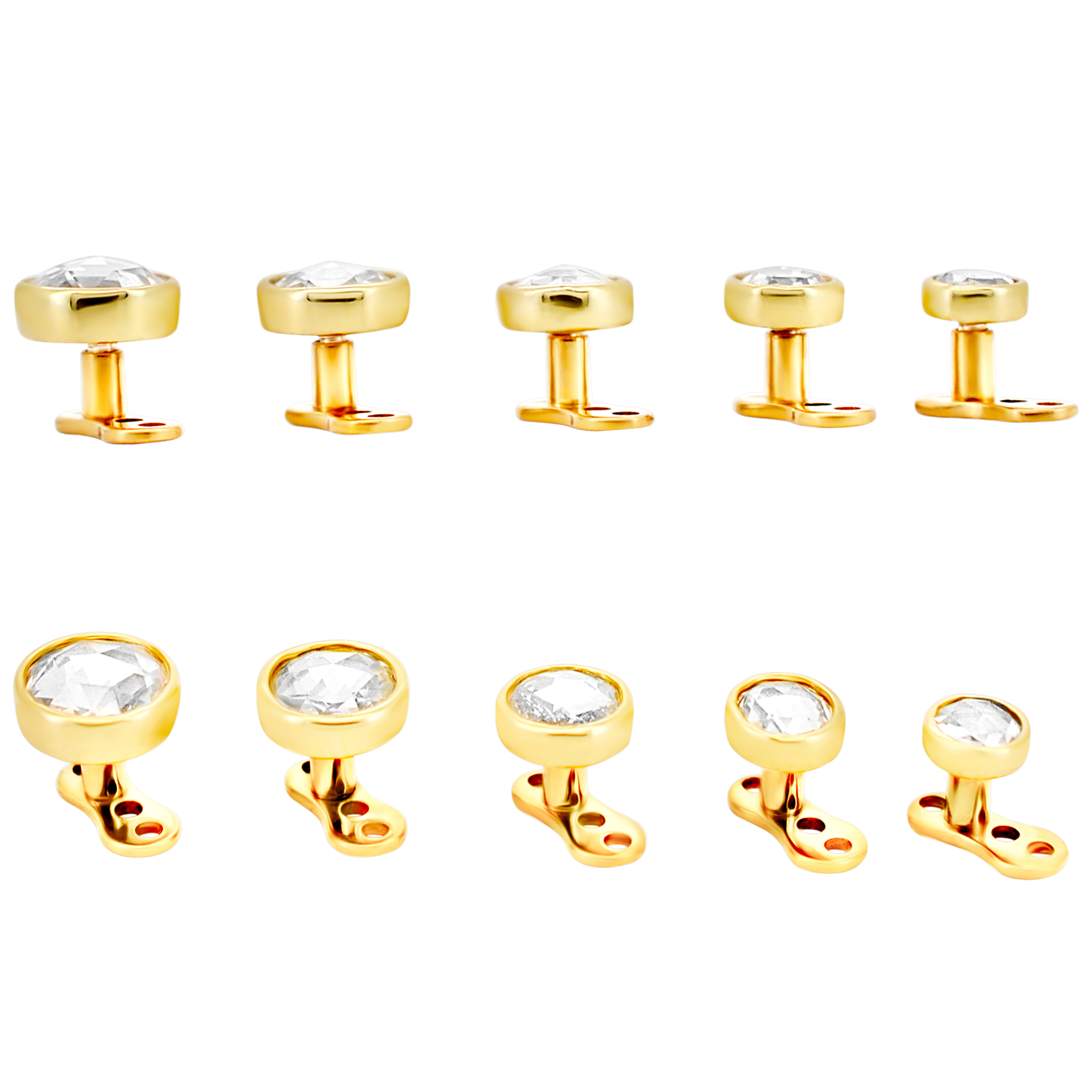 14-G23G-DM03 - G23 Titanium Gold Plated Anchor with 14k Gold Top with Bezel Set Rose Cut Lab Diamond Dermal - Internally Threaded image 12