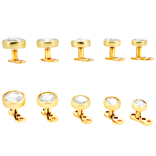 14-G23G-DM03 - G23 Titanium Gold Plated Anchor with 14k Gold Top with Bezel Set Rose Cut Lab Diamond Dermal - Internally Threaded image 12