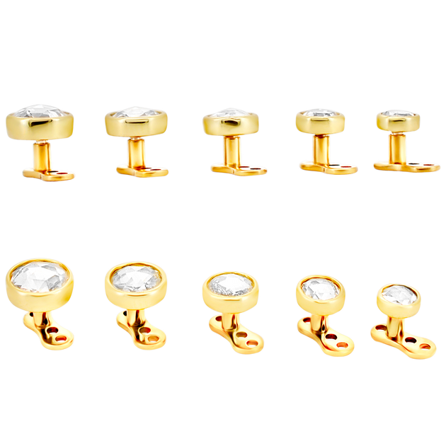 14-G23G-DM03 - G23 Titanium Gold Plated Anchor with 14k Gold Top with Bezel Set Rose Cut Lab Diamond Dermal - Internally Threaded image 12